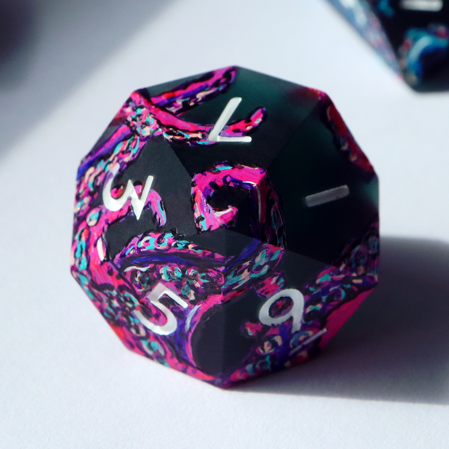 LIMITED RUN - Neon Abyss - handmade sharp edge 7 piece dice set