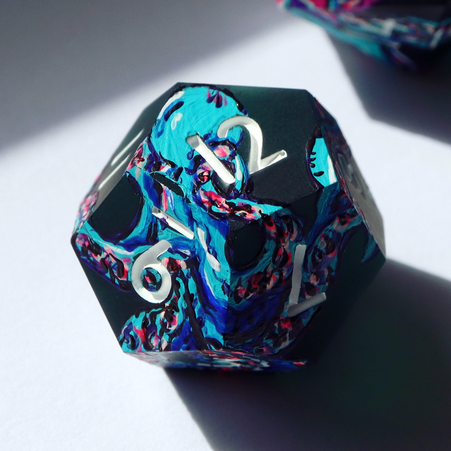 LIMITED RUN - Neon Abyss - handmade sharp edge 7 piece dice set