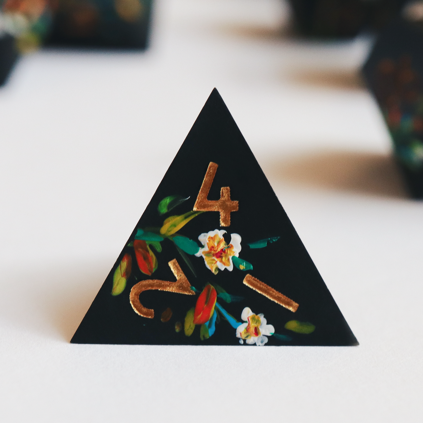 Fey Illuminations - hand-painted & handmade sharp edge 7 piece dice set