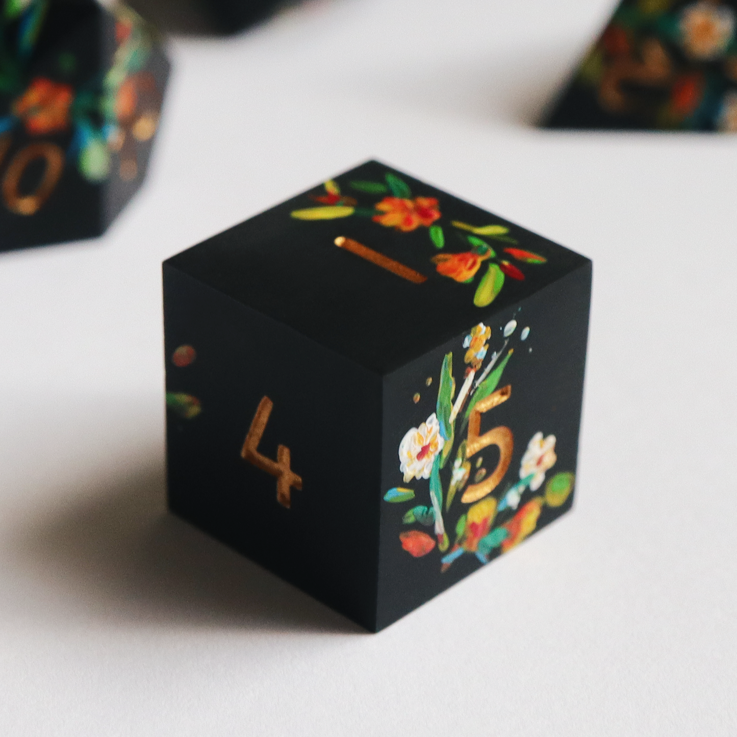 Fey Illuminations - hand-painted & handmade sharp edge 7 piece dice set